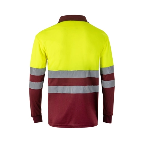 VL VULCAN. Polo bicolor ojo de pájaro (160g/m²) con manga larga, en poliéster (100%)