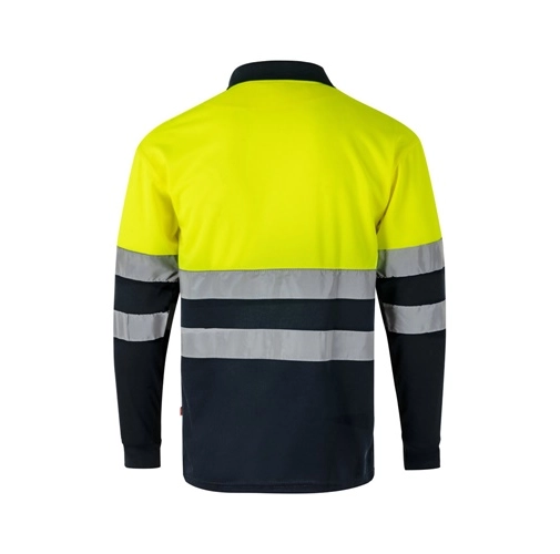 VL VULCAN LARGE. Polo bicolor ojo de pájaro (160g/m²) con manga larga, en poliéster (100%)