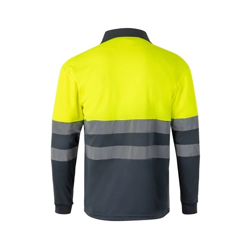 VL VULCAN LARGE. Polo bicolor ojo de pájaro (160g/m²) con manga larga, en poliéster (100%)
