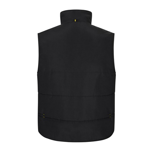 black VL NERGAL. Chaleco acolchado, bicolor, multibolsillos (120g/m²), en poliéster (100%)