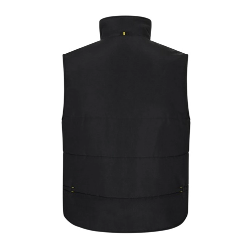 black VL NERGAL. Chaleco acolchado, bicolor, multibolsillos (120g/m²), en poliéster (100%)
