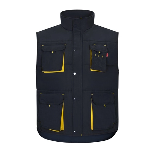 azul marino VL NERGAL. Chaleco acolchado, bicolor, multibolsillos (120g/m²), en poliéster (100%)