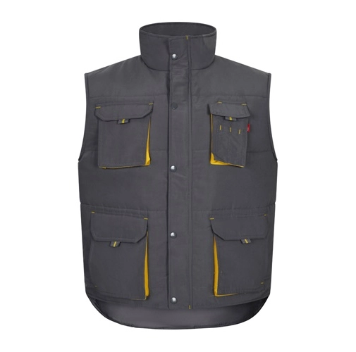 gray VL NERGAL. Chaleco acolchado, bicolor, multibolsillos (120g/m²), en poliéster (100%)