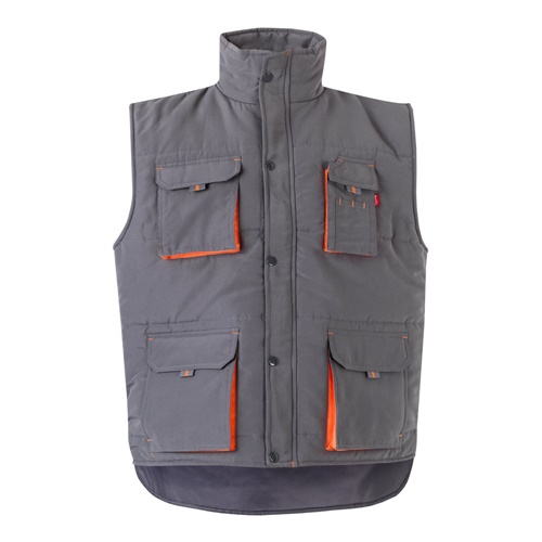 gray VL NERGAL. Chaleco acolchado, bicolor, multibolsillos (120g/m²), en poliéster (100%)
