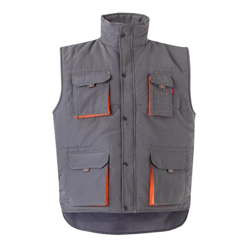 gray VL NERGAL. Chaleco acolchado, bicolor, multibolsillos (120g/m²), en poliéster (100%)