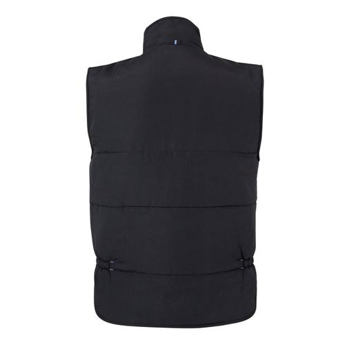 black VL NERGAL. Chaleco acolchado, bicolor, multibolsillos (120g/m²), en poliéster (100%)