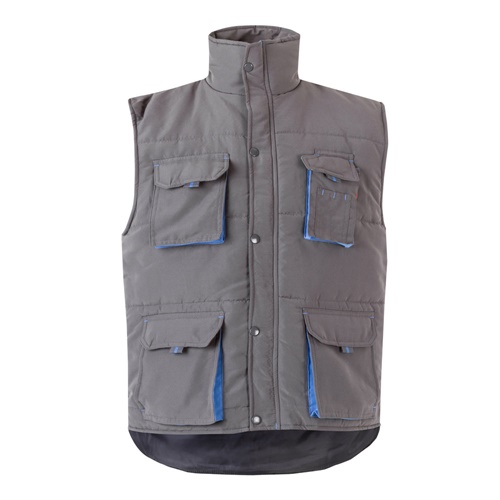 gray VL NERGAL. Chaleco acolchado, bicolor, multibolsillos (120g/m²), en poliéster (100%)