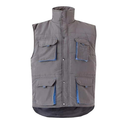 gray VL NERGAL. Chaleco acolchado, bicolor, multibolsillos (120g/m²), en poliéster (100%)
