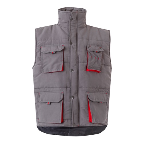 gray VL NERGAL. Chaleco acolchado, bicolor, multibolsillos (120g/m²), en poliéster (100%)