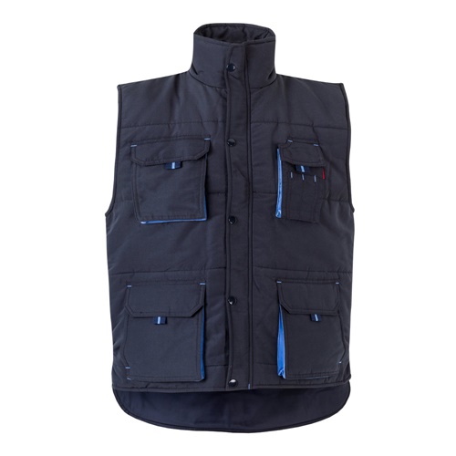 azul marino VL NERGAL. Chaleco acolchado, bicolor, multibolsillos (120g/m²), en poliéster (100%)