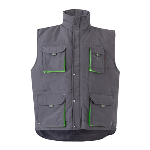 gray VL NERGAL. Chaleco acolchado, bicolor, multibolsillos (120g/m²), en poliéster (100%)