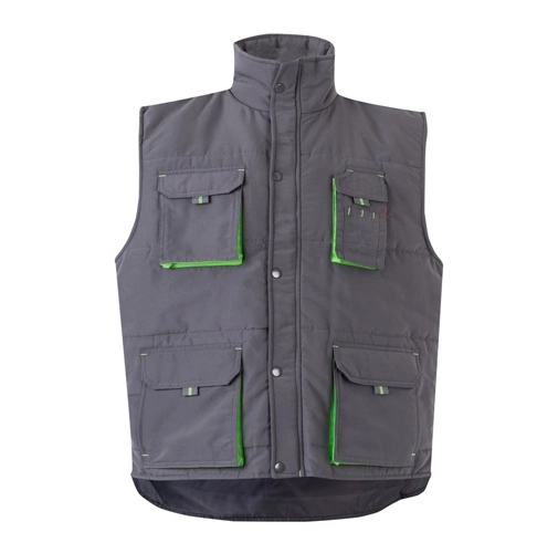 gray VL NERGAL. Chaleco acolchado, bicolor, multibolsillos (120g/m²), en poliéster (100%)