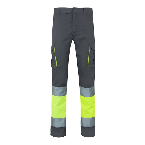 gray VL ZEUS. Pantalón elástico multibolsillos bicolor (240 g/m²), en algodón (46 %), EME (38 %) y poliéster (16 %)