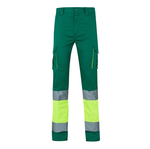 green VL ZEUS. Pantalón elástico multibolsillos bicolor (240 g/m²), en algodón (46 %), EME (38 %) y poliéster (16 %)