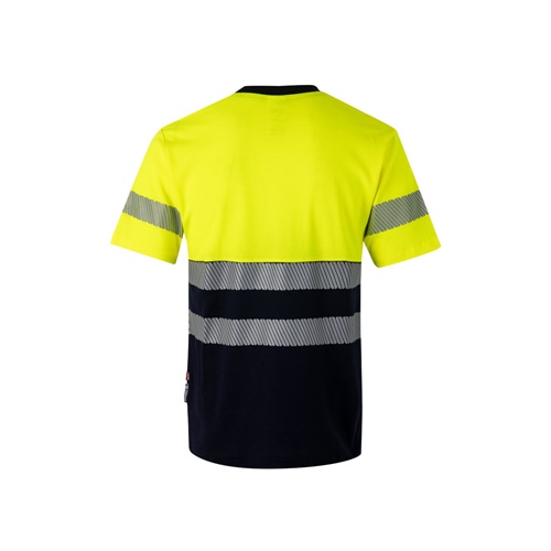 azul marino VL BASTET. Camiseta de piqué bicolor (150g/m²), en algodón (55%) y poliéster (45%)