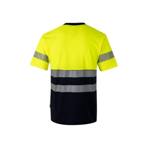 azul marino VL BASTET. Camiseta de piqué bicolor (150g/m²), en algodón (55%) y poliéster (45%)