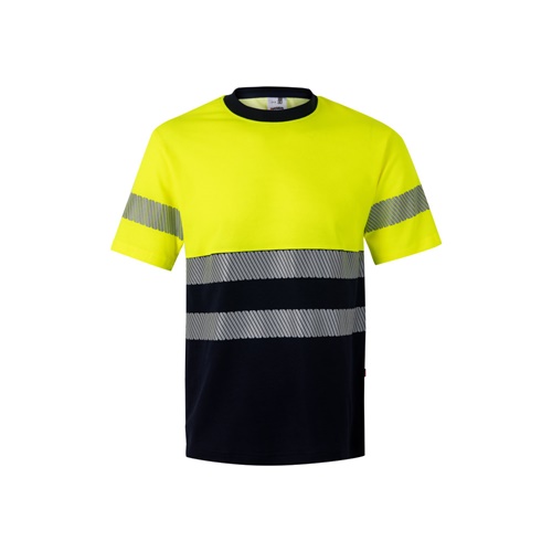azul marino VL BASTET. Camiseta de piqué bicolor (150g/m²), en algodón (55%) y poliéster (45%)