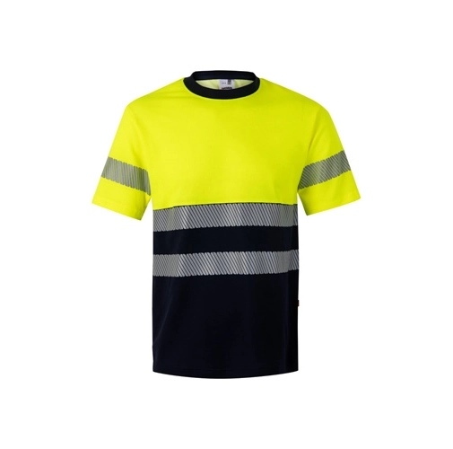 azul marino VL BASTET. Camiseta de piqué bicolor (150g/m²), en algodón (55%) y poliéster (45%)