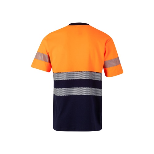 azul marino VL BASTET. Camiseta de piqué bicolor (150g/m²), en algodón (55%) y poliéster (45%)