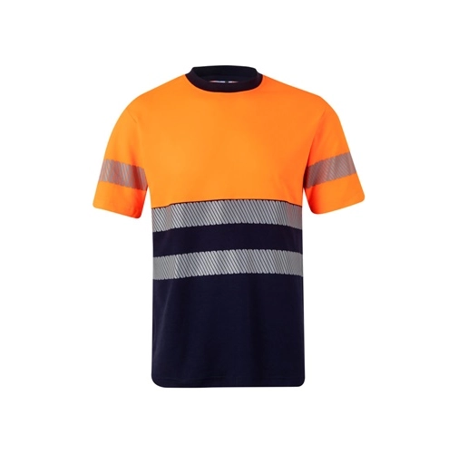 azul marino VL BASTET. Camiseta de piqué bicolor (150g/m²), en algodón (55%) y poliéster (45%)