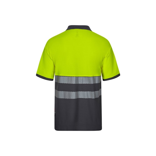 gray VL ACHELOUS. Polo de piqué bicolor (150g/m²) con manga corta, en algodón (55%) y poliéster (45%)