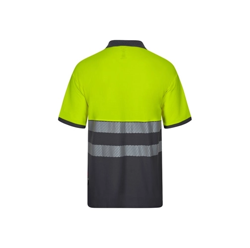 gray VL ACHELOUS. Polo de piqué bicolor (150g/m²) con manga corta, en algodón (55%) y poliéster (45%)