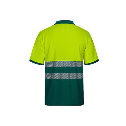 green VL ACHELOUS. Polo de piqué bicolor (150g/m²) con manga corta, en algodón (55%) y poliéster (45%)
