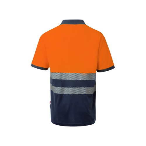 azul marino VL ACHELOUS. Polo de piqué bicolor (150g/m²) con manga corta, en algodón (55%) y poliéster (45%)