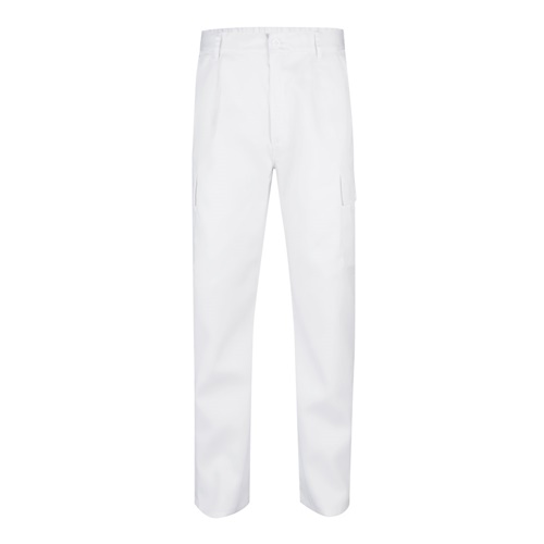 white VL AINE. Pantalón multibolsillos de sarga (190g/m²), en algodón (20%) y poliéster (80%)