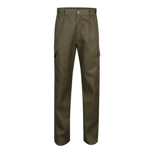 verde militar VL AINE. Pantalón multibolsillos de sarga (190g/m²), en algodón (20%) y poliéster (80%)