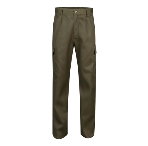 verde militar VL AINE. Pantalón multibolsillos de sarga (190g/m²), en algodón (20%) y poliéster (80%)