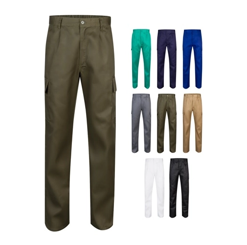 VL AINE. Pantalón multibolsillos de sarga (190g/m²), en algodón (20%) y poliéster (80%)