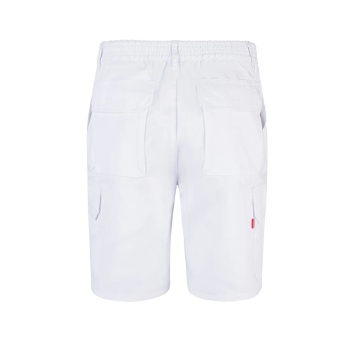 white VL CHIONE. Bermudas en sarga multibolsillos (200g/m²), en algodón (35%) y poliéster (65%)