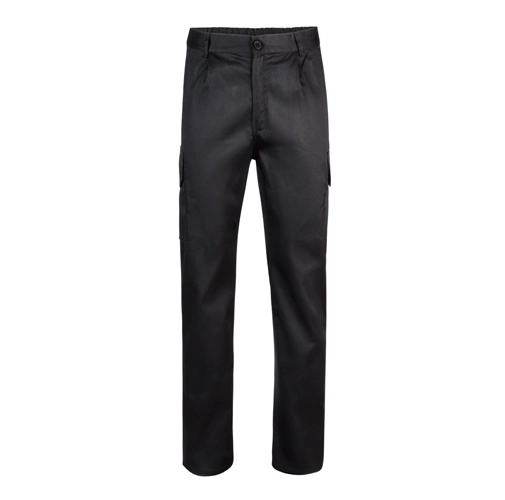 black VL MABON. Pantalón multibolsillos de sarga (200g/m²), en algodón (35%) y poliéster (65%)