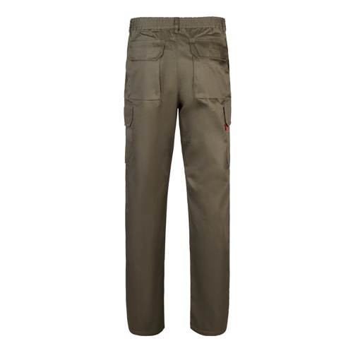 verde militar VL MABON. Pantalón multibolsillos de sarga (200g/m²), en algodón (35%) y poliéster (65%)