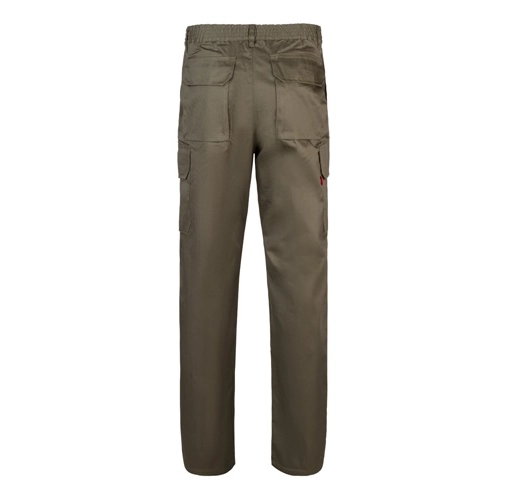 verde militar VL MABON. Pantalón multibolsillos de sarga (200g/m²), en algodón (35%) y poliéster (65%)