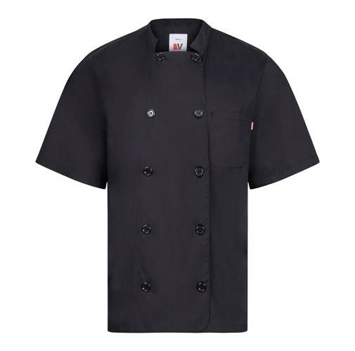 VL DURGA. Chaqueta de cocina de manga corta en popelina (110 g/m²) de algodón (35%) y poliéster (65%)