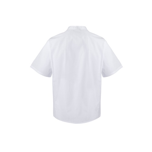 white VL DURGA. Chaqueta de cocina de manga corta en popelina (110 g/m²) de algodón (35%) y poliéster (65%)