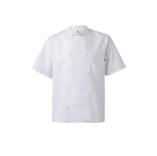 VL DURGA. Chaqueta de cocina de manga corta en popelina (110 g/m²) de algodón (35%) y poliéster (65%)