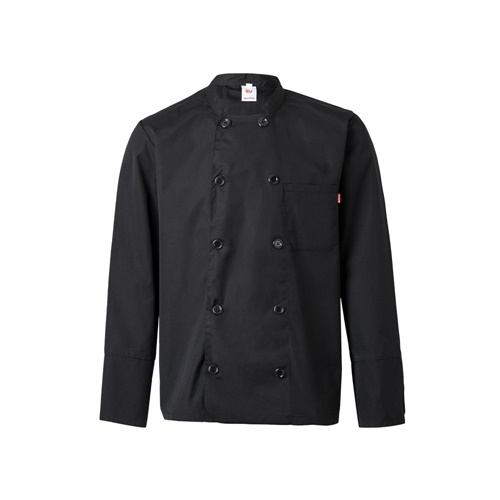 black VL KALI. Chaqueta de cocina de manga larga (175g/m²), en algodón (35%) y poliéster (65%)