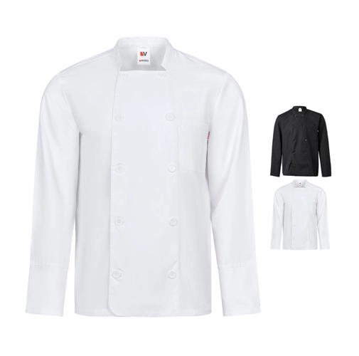 VL KALI. Chaqueta de cocina de manga larga (175g/m²), en algodón (35%) y poliéster (65%)