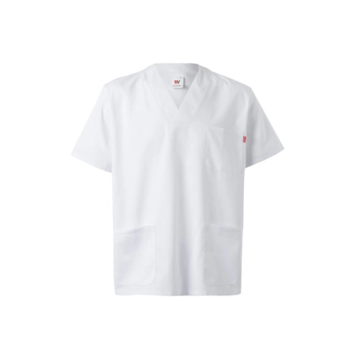 white VL TLALOC. Twill tunic (190g/m²) with short sleeves, in polyester (65%) and cotton (35%)