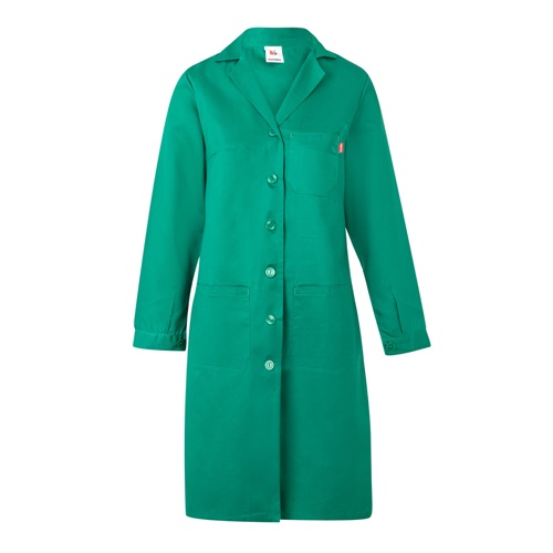 green VL RAMA. Bata de manga larga en sarga (175g/m²), en sarga de algodón (35%) y poliéster (65%)