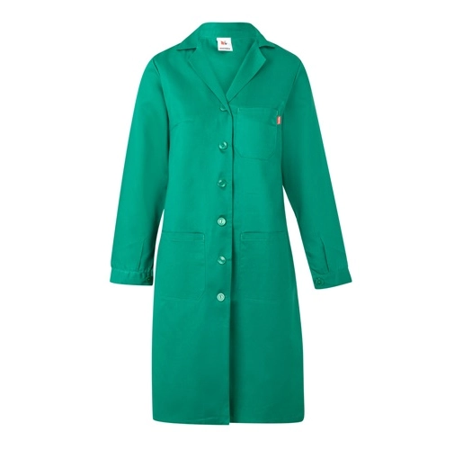 green VL RAMA. Bata de manga larga en sarga (175g/m²), en sarga de algodón (35%) y poliéster (65%)