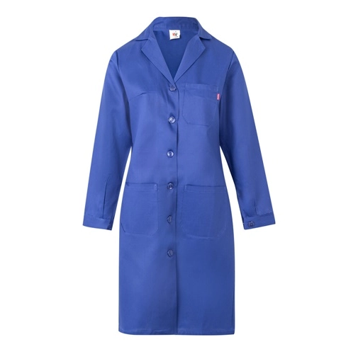 azul royal VL RAMA. Bata de manga larga en sarga (175g/m²), en sarga de algodón (35%) y poliéster (65%)