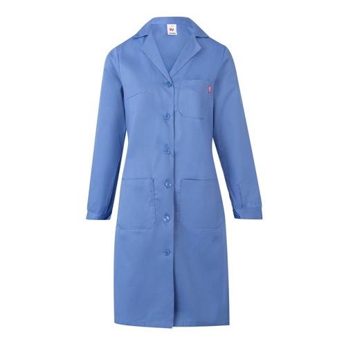 azul pastel VL RAMA. Bata de manga larga en sarga (175g/m²), en sarga de algodón (35%) y poliéster (65%)