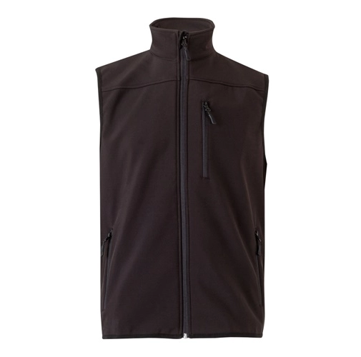 black VL VARUNA. Chaleco soft shell (280g/m²), con forro polar, en poliéster (94%) y elastano (6%)
