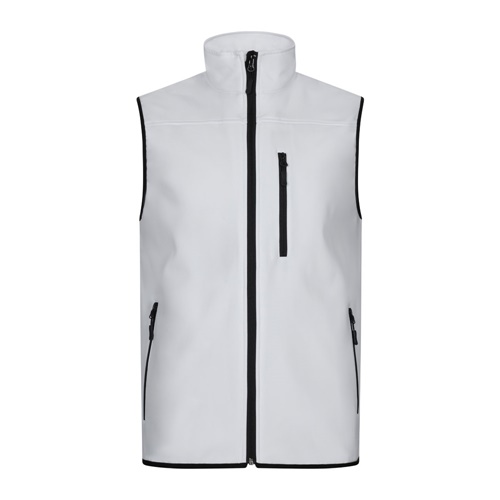 white VL VARUNA. Chaleco soft shell (280g/m²), con forro polar, en poliéster (94%) y elastano (6%)
