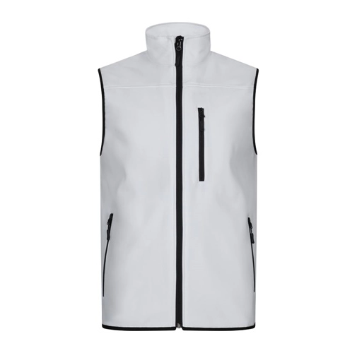 white VL VARUNA. Chaleco soft shell (280g/m²), con forro polar, en poliéster (94%) y elastano (6%)