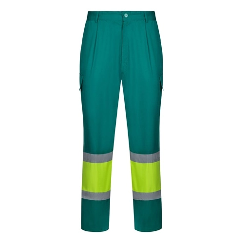 green VL ARTEMIS. Two-colour twill trousers (190g/m²), made of cotton (20%) and polyester (80%)